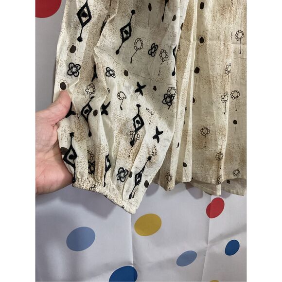 NEW Rachel Zoe Boho Peasant Style Top Beiges & Black Tassels Size Small ❤️🌿 - Picture 3 of 11